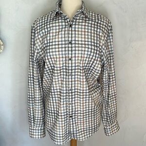 Rodd & Gunn Sports Fit Cotton white,brown,blue and black button up Size large
